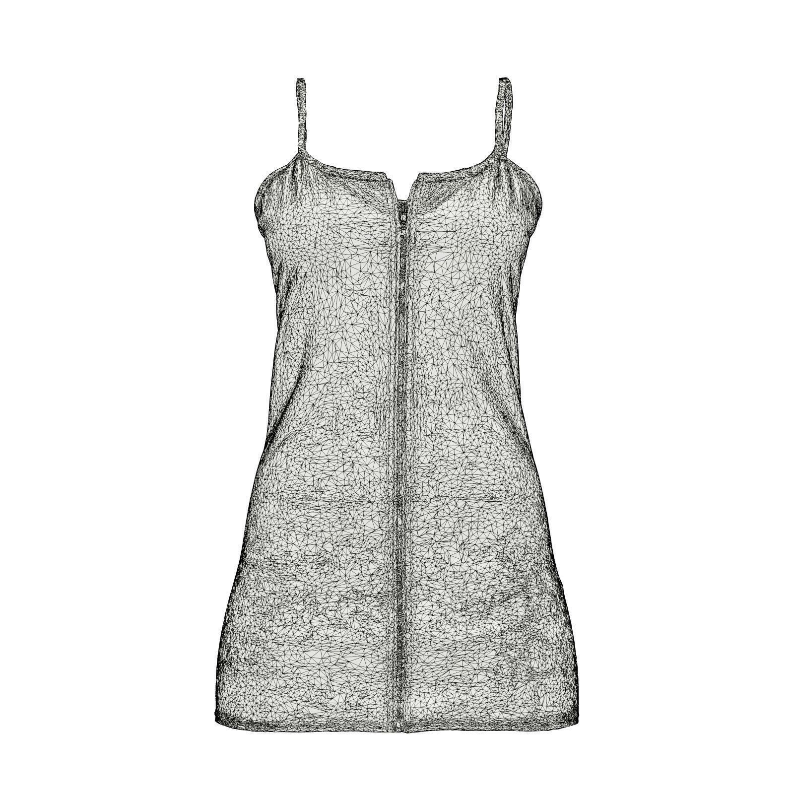 Front Zipper Metallic Dress 3D model_6