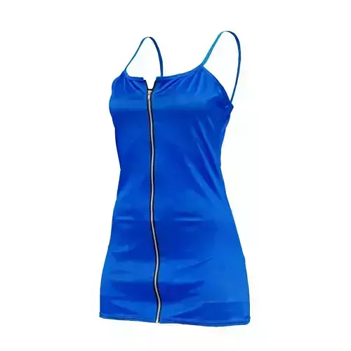 Front Zipper Metallic Dress 3D model