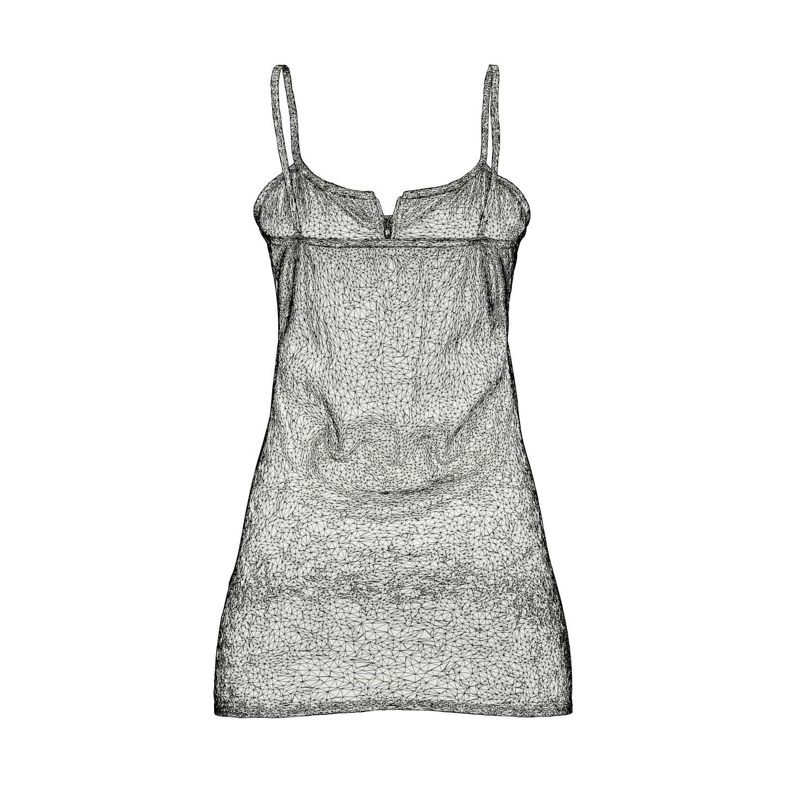 Front Zipper Metallic Dress 3D model_7