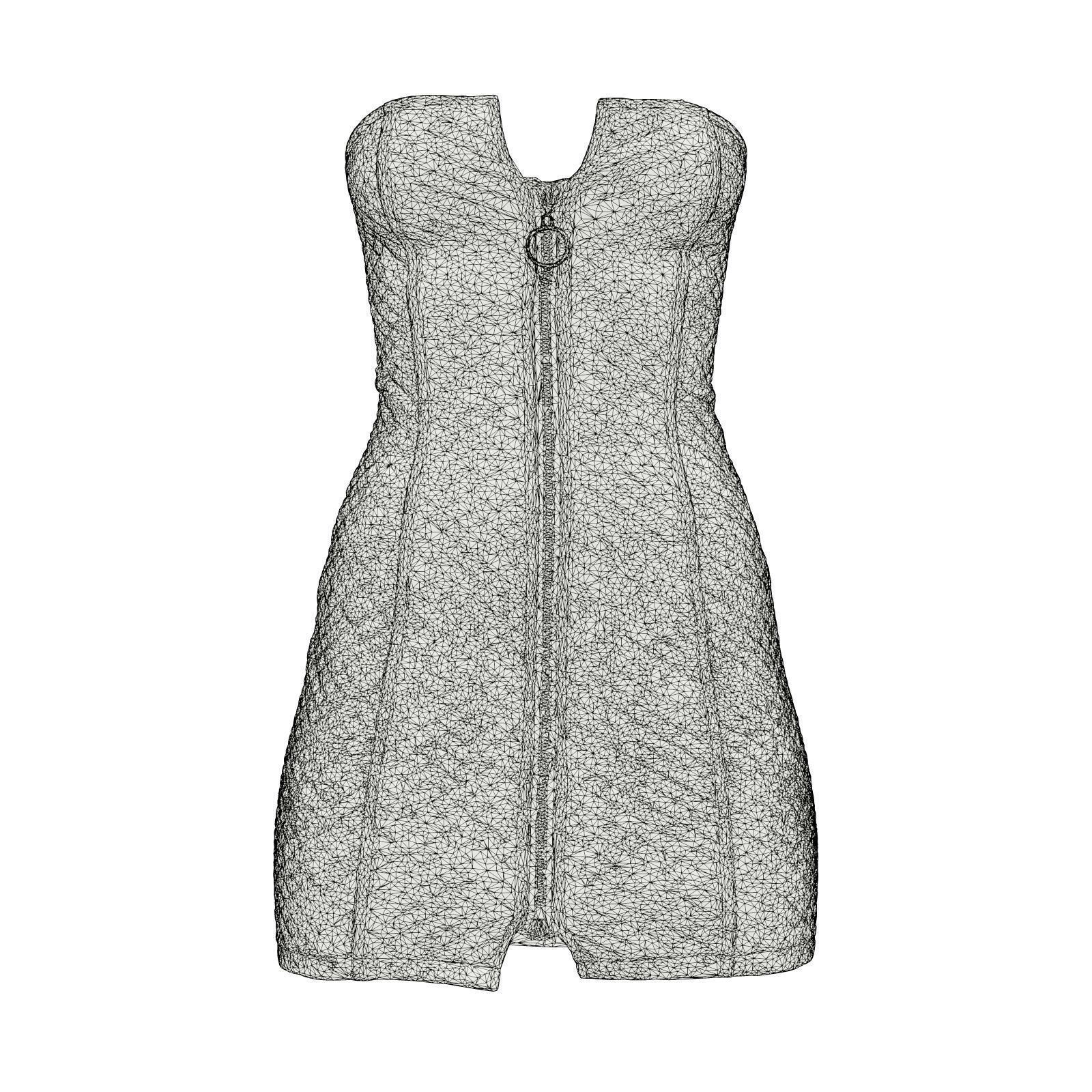 Front Padded Vinyl Dress 3D model_6