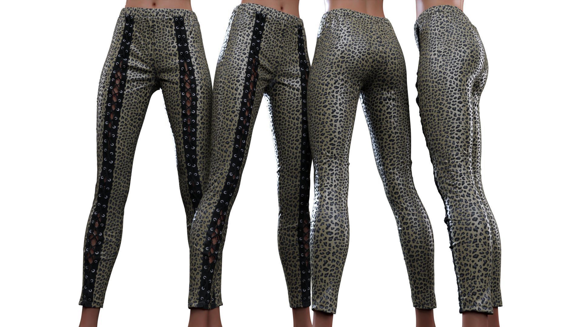 Front Laced Tiger Trousers 3D model_1