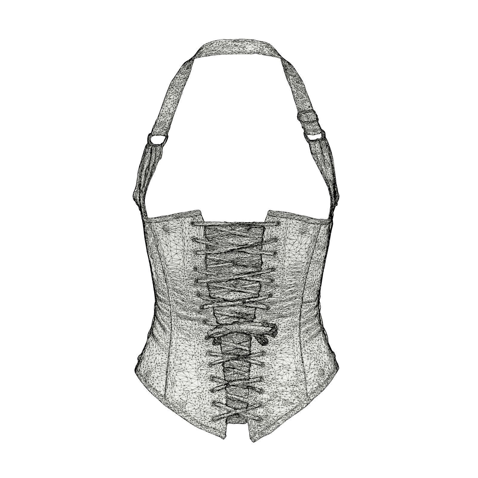 Front Buckles Corset 3D model_7