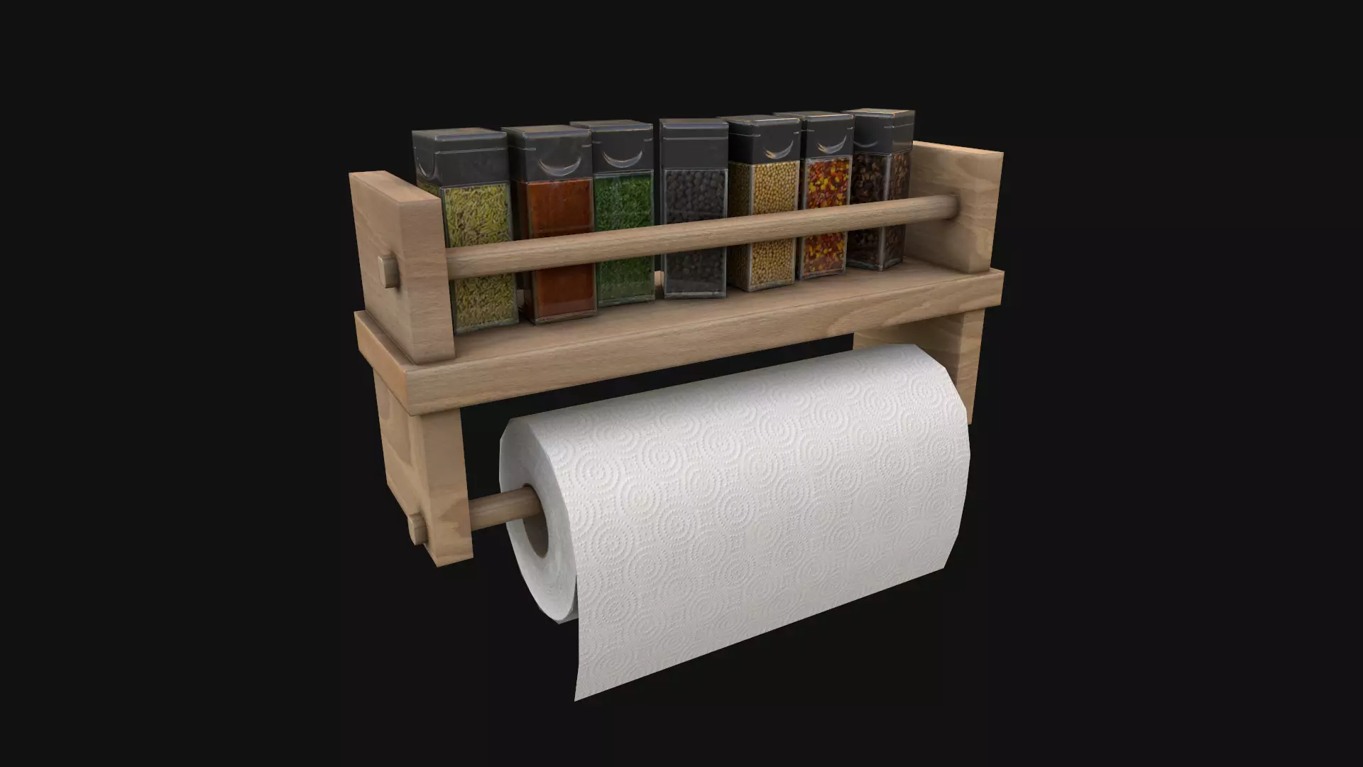 Paper Towel Rack with Spices Low-poly 3D model