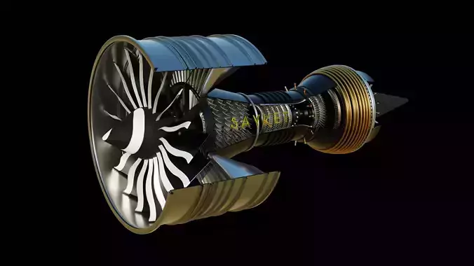 High Poly Airplane Jet Engine 3D model