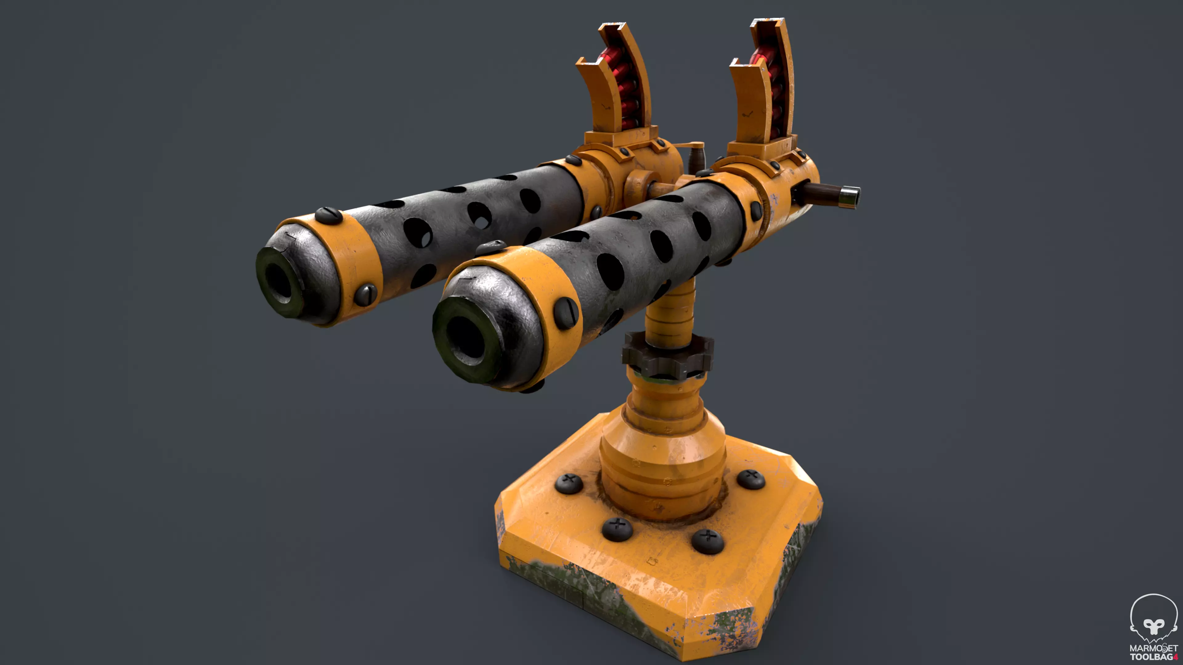 Machine gun turret Free low-poly 3D model