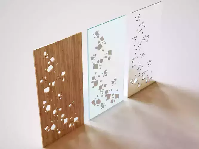 Partition three metal panels 3D model