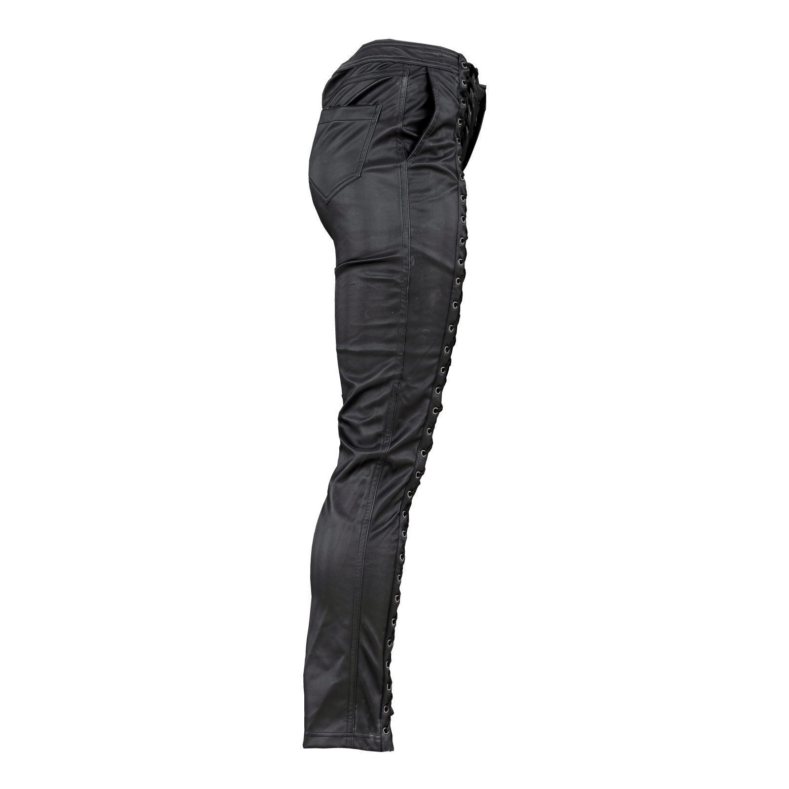Full Front Laced Leather Pants 3D model_7