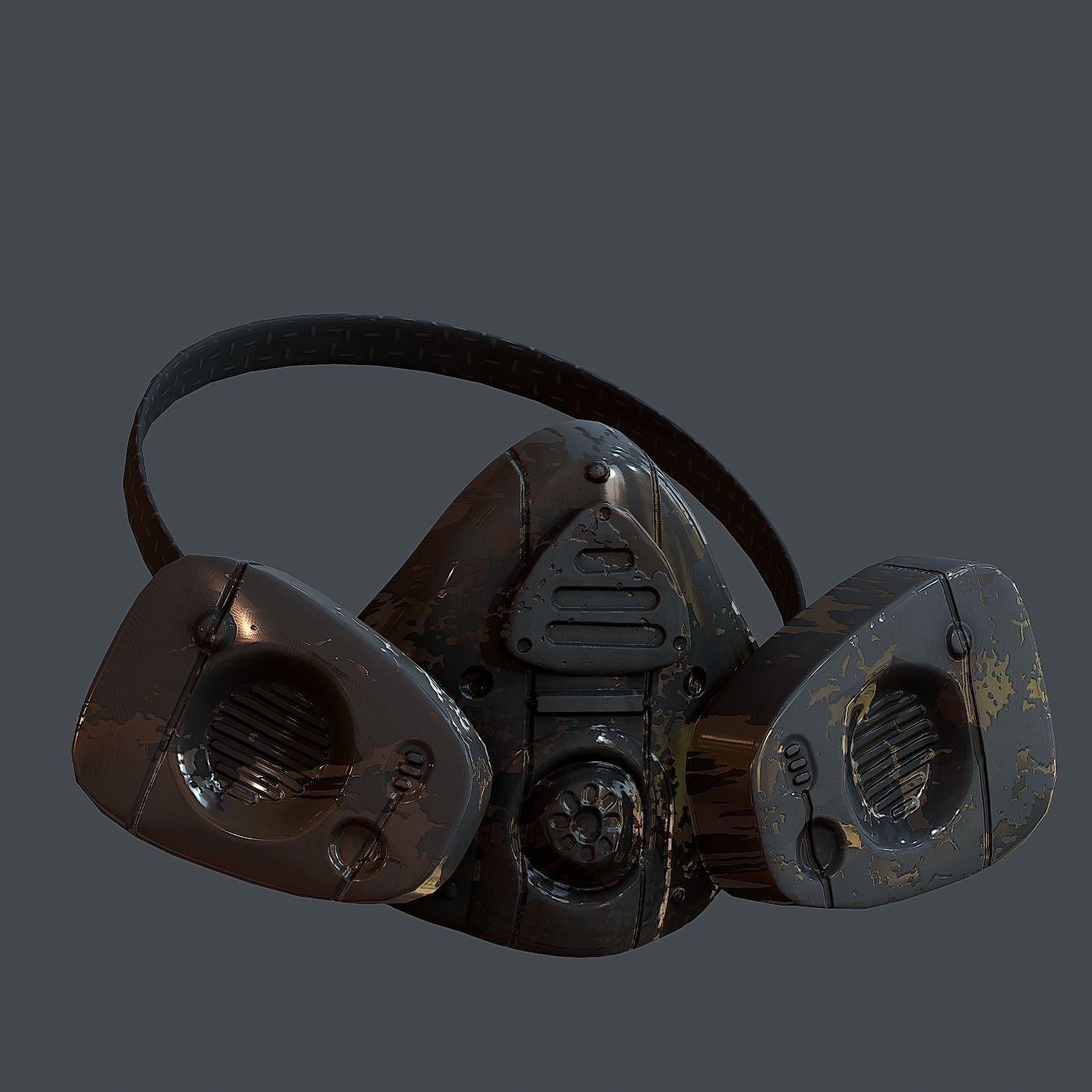 Gas mask helmet 3d model scifi Low-poly Low-poly 3D model Low-poly 3D model_3