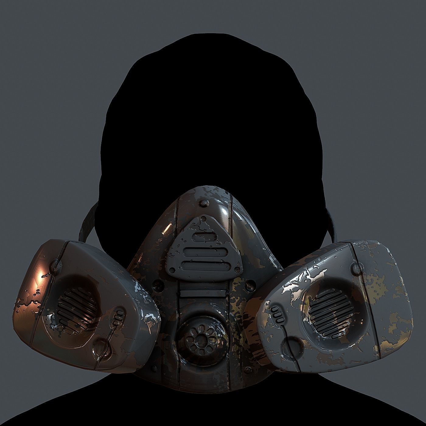 Gas mask helmet 3d model scifi Low-poly Low-poly 3D model Low-poly 3D model_2