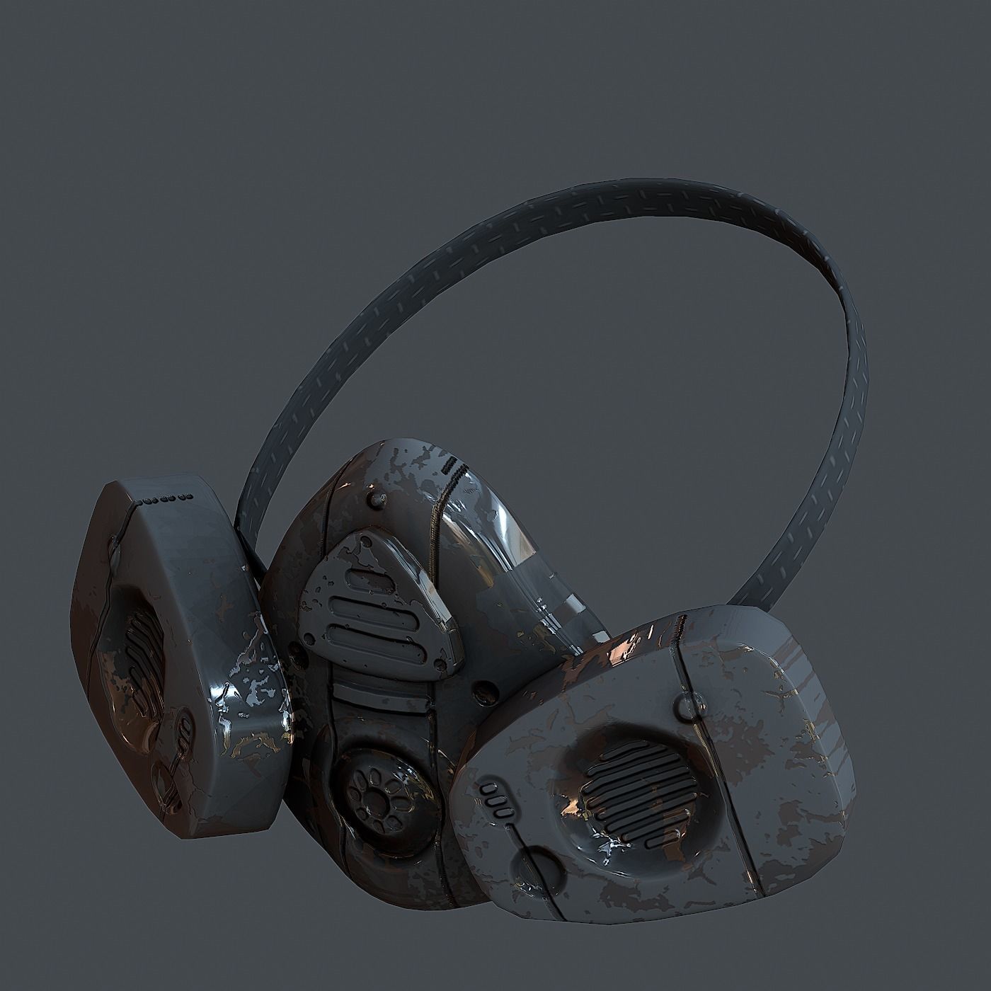 Gas mask helmet 3d model scifi Low-poly Low-poly 3D model Low-poly 3D model_5