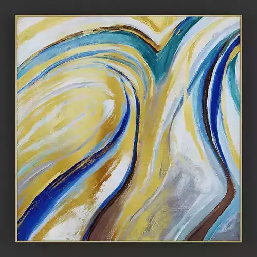Pictures147 gold and abstract painting Low-poly 3D model