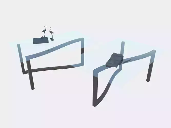 Modern Glass Table - Coffee Table Low-poly 3D model