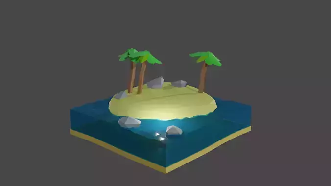 LowPoly Island with palm trees