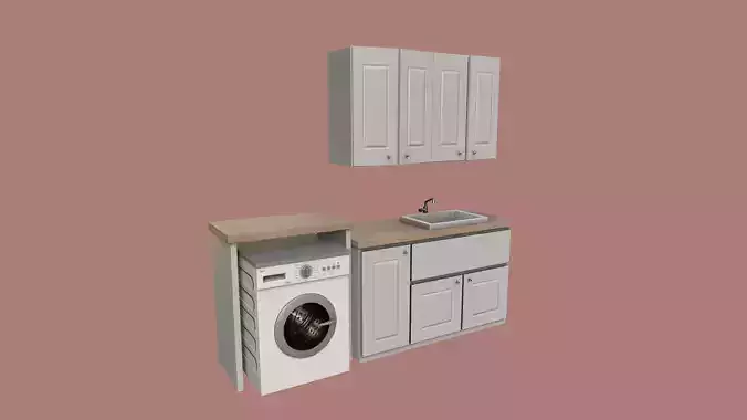 Bathroom Furniture with Washing Machine Low-poly 3D model