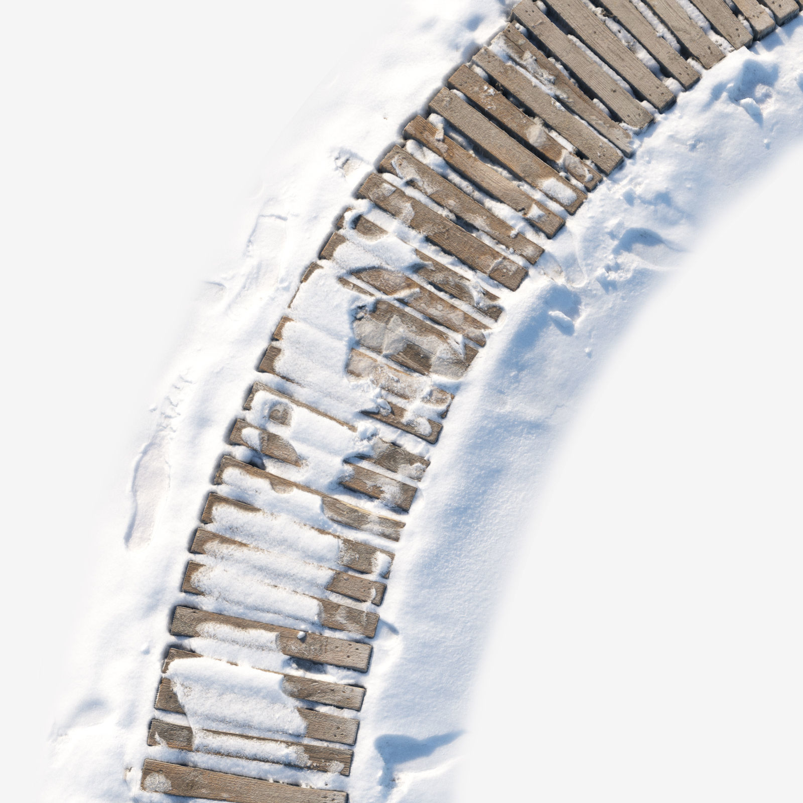 Ultra realistic Snow wooden trail 3D model_2