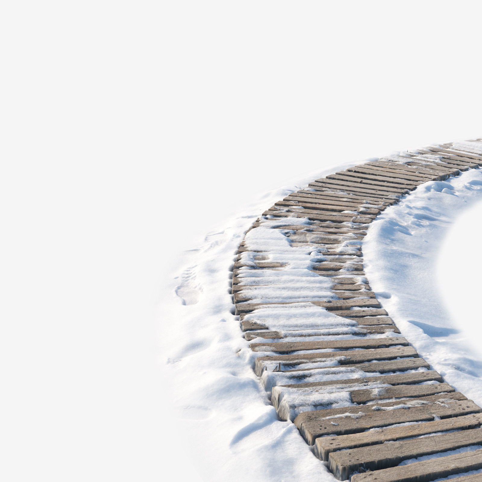 Ultra realistic Snow wooden trail 3D model_3