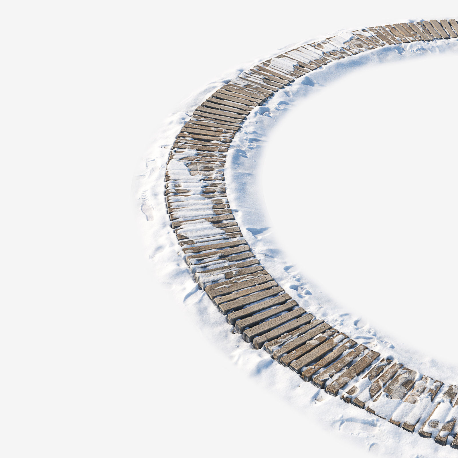 Ultra realistic Snow wooden trail 3D model_4