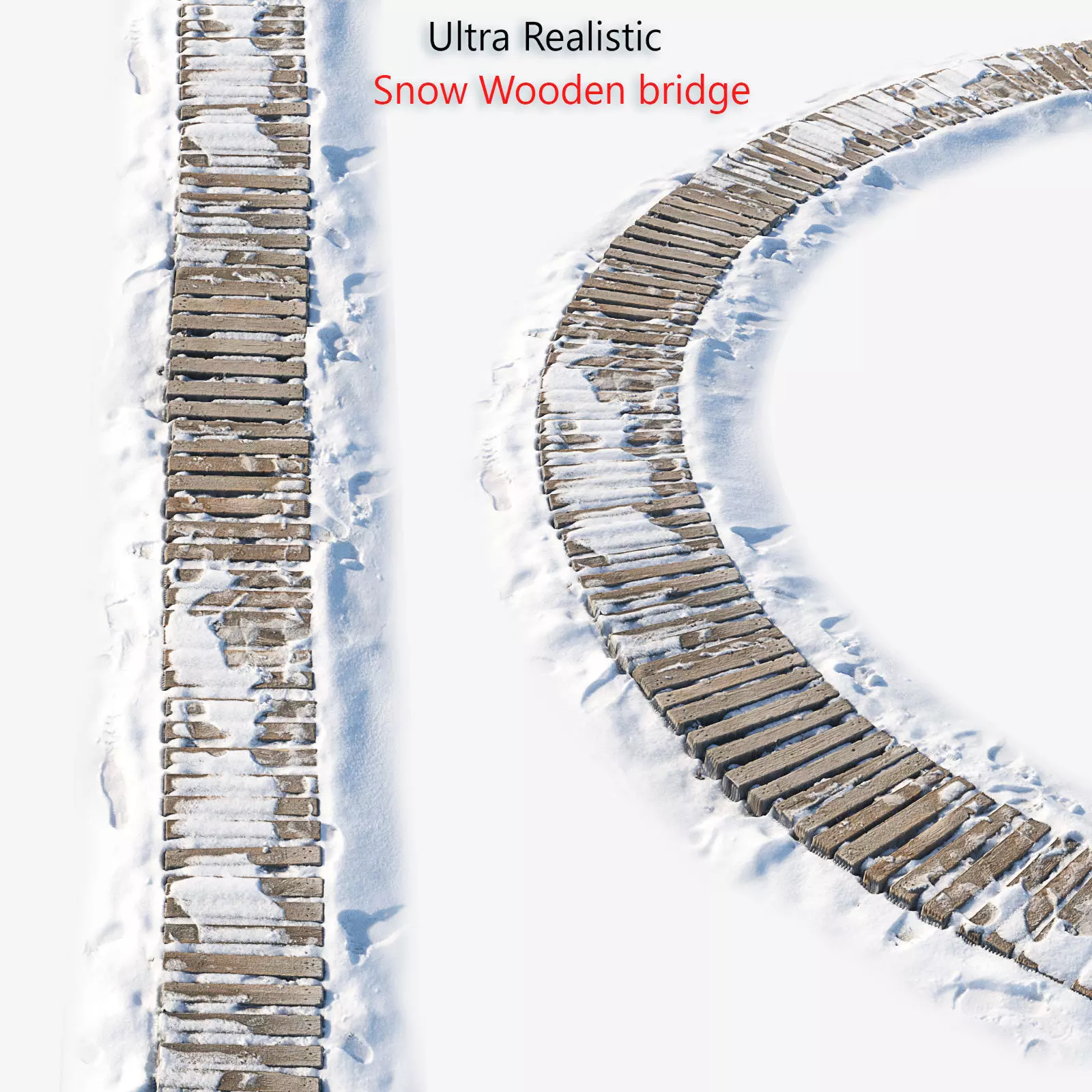 Ultra realistic Snow wooden trail 3D model_0