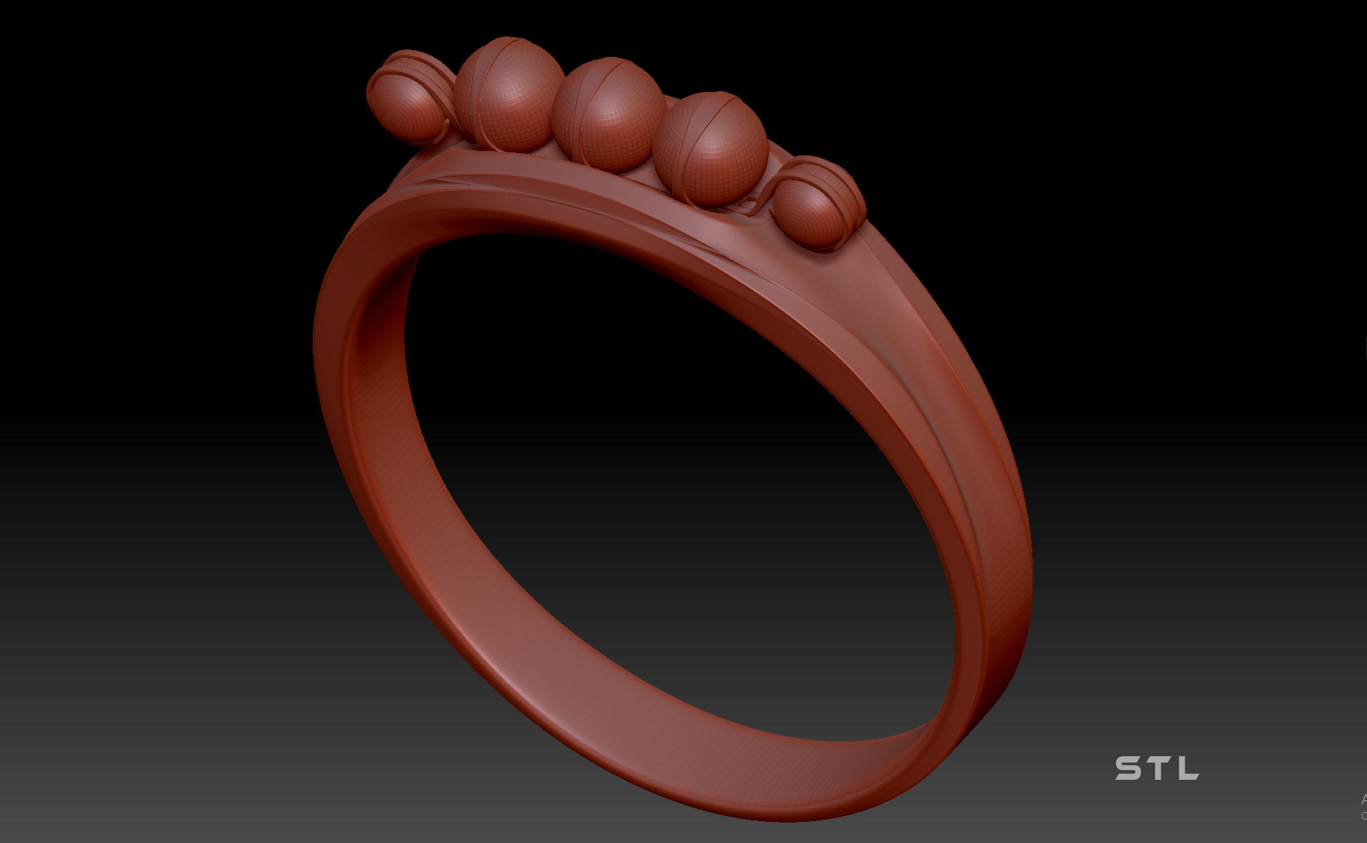 Ring-silver silver ring with diamonds 3D model_9