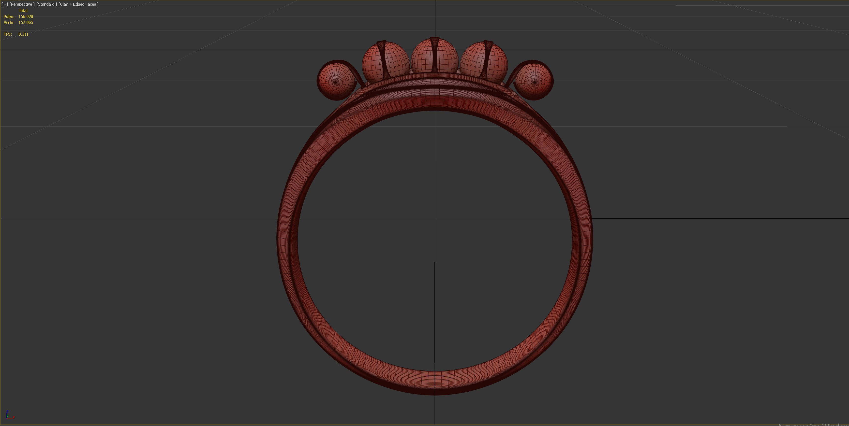 Ring-silver silver ring with diamonds 3D model_3