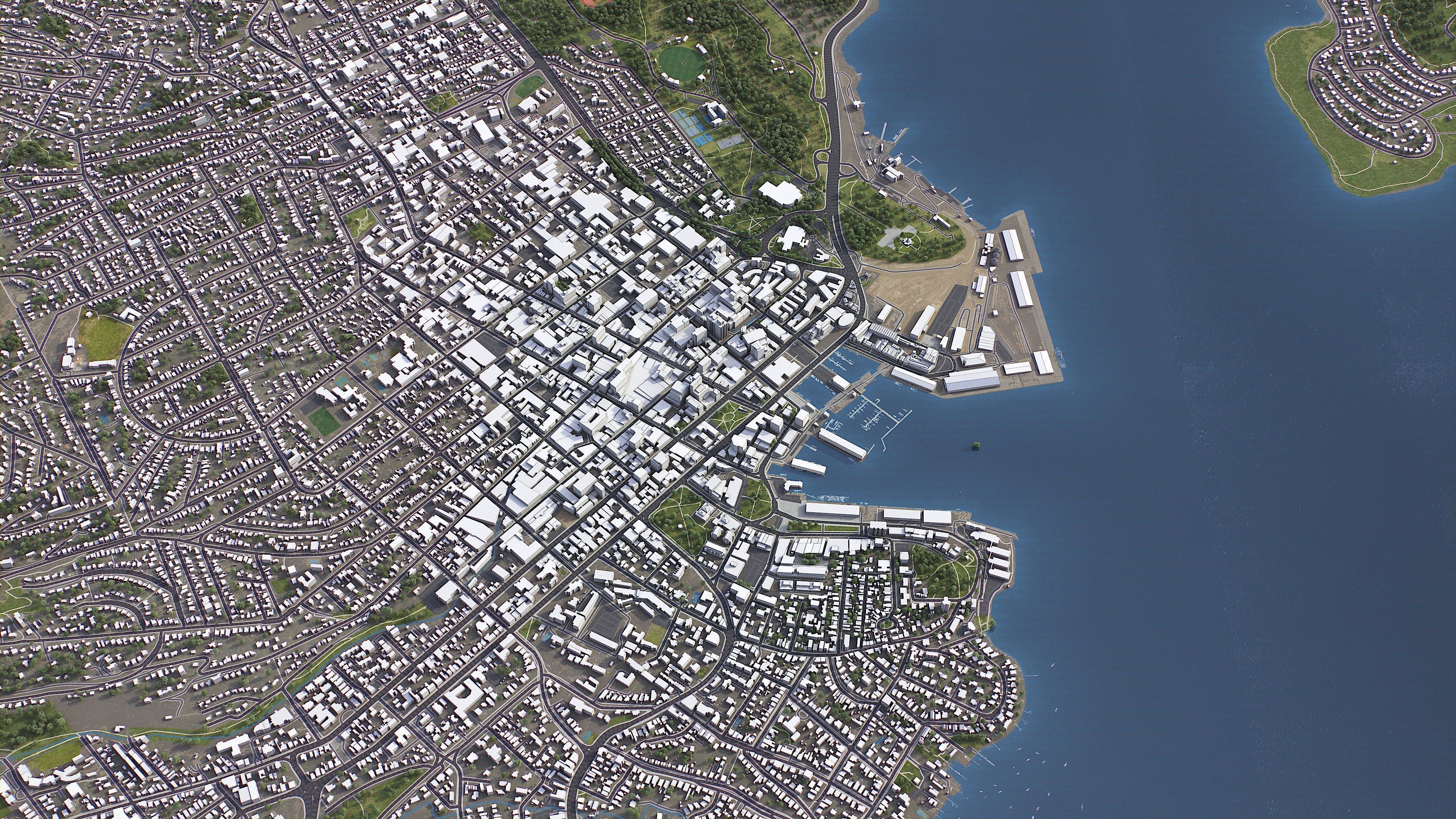 Hobart - 3D City Model Low-poly 3D model_1