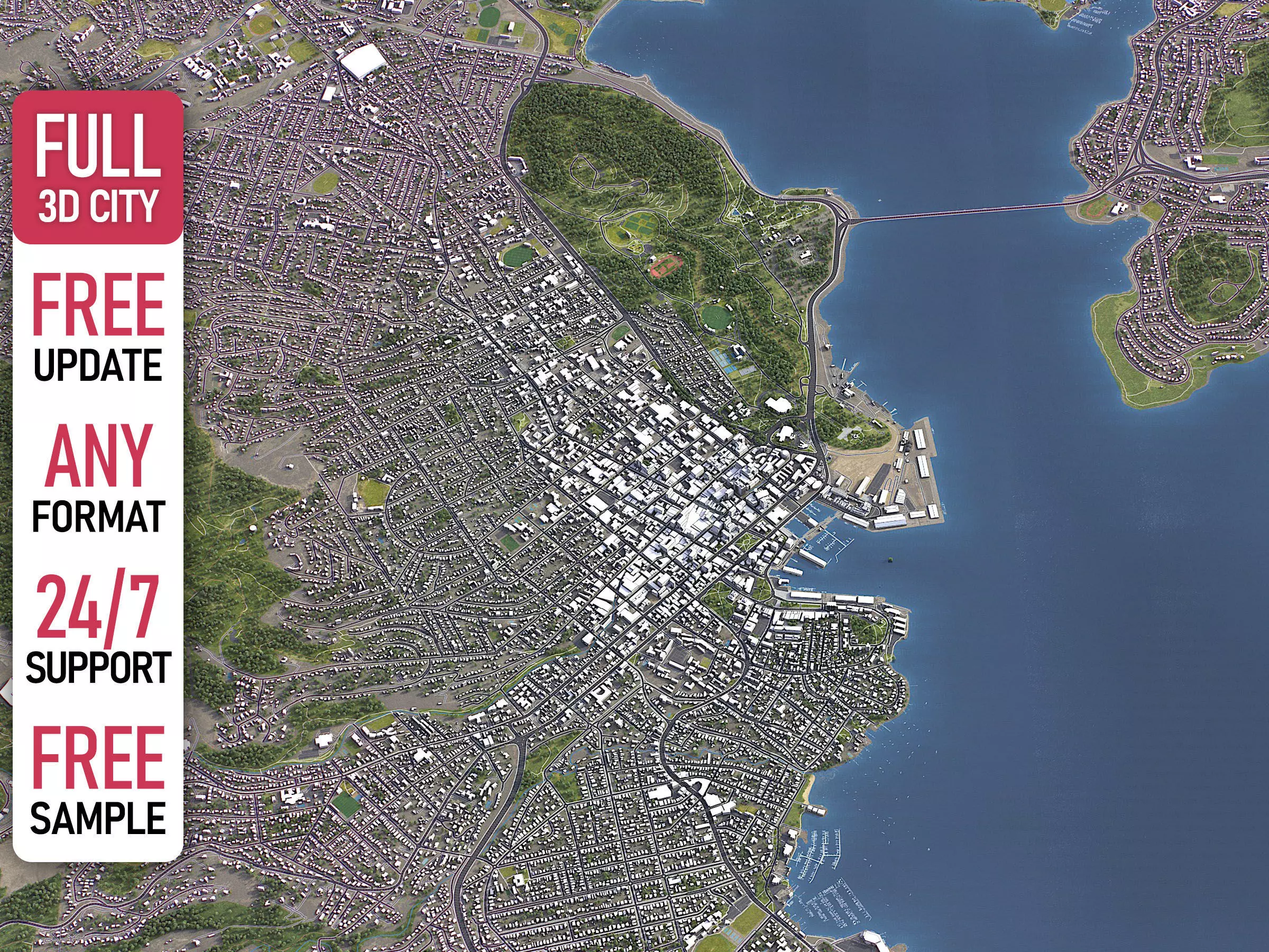 Hobart - 3D City Model Low-poly 3D model_0