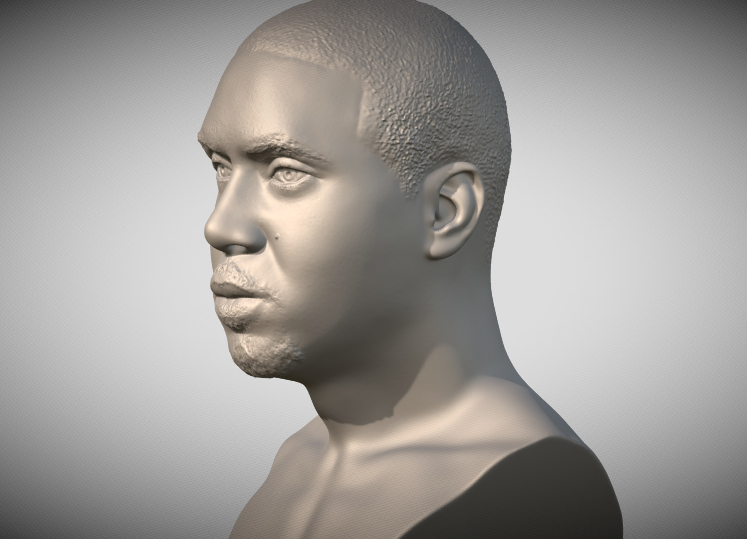 Nas bust 3D printing ready stl obj formats 3D print model_4