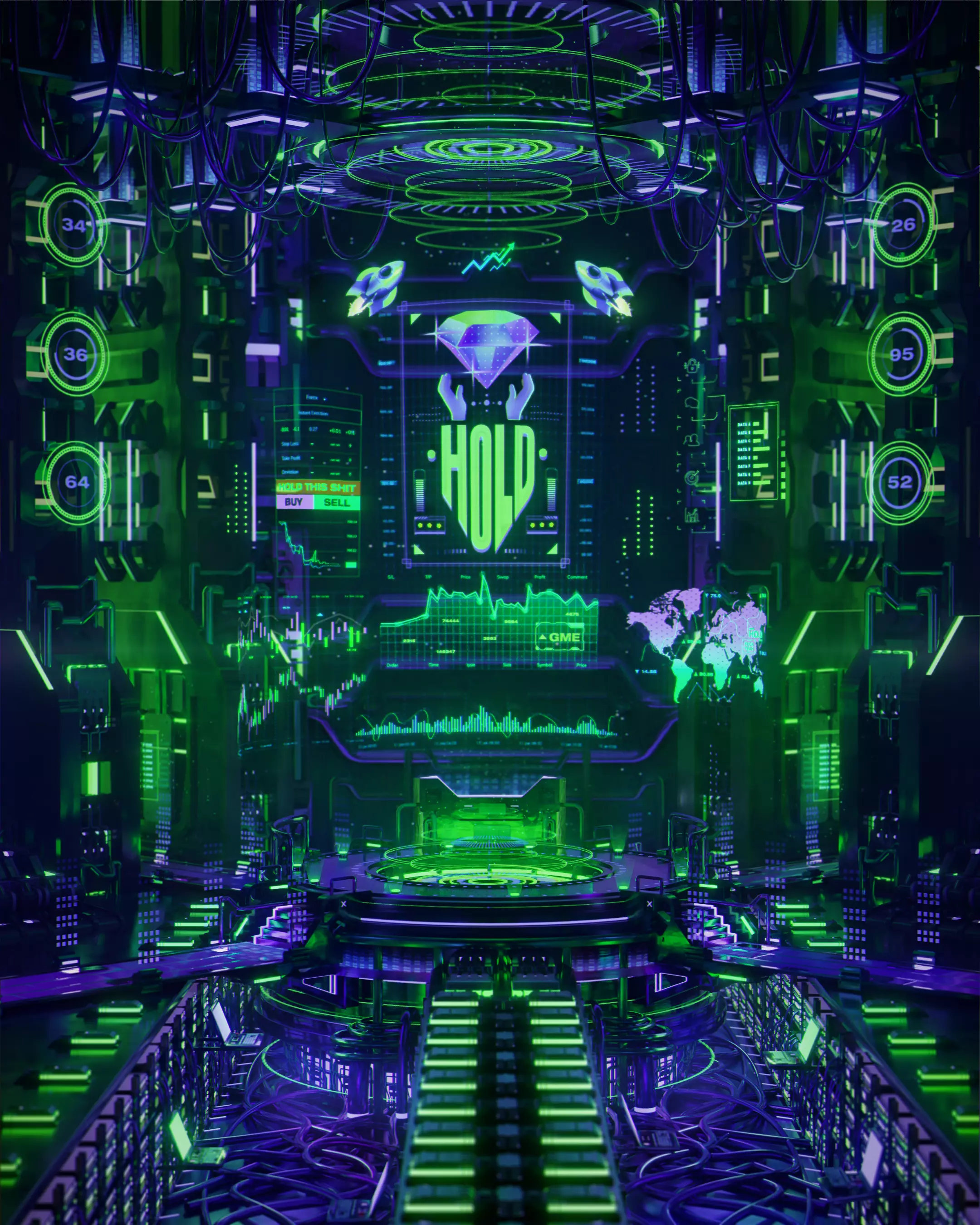 Diamond Hands GameStop Server Room - 3D Weekly 3D model_0