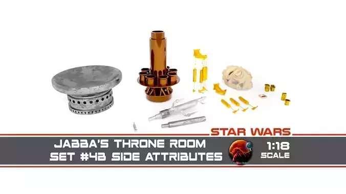 Jabbas Throne Room - Set 4a - Side Attributes 1-18 scale Kenner 3D print model