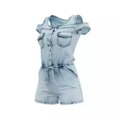 Hollow Sleeves Jeans Romper 3D model