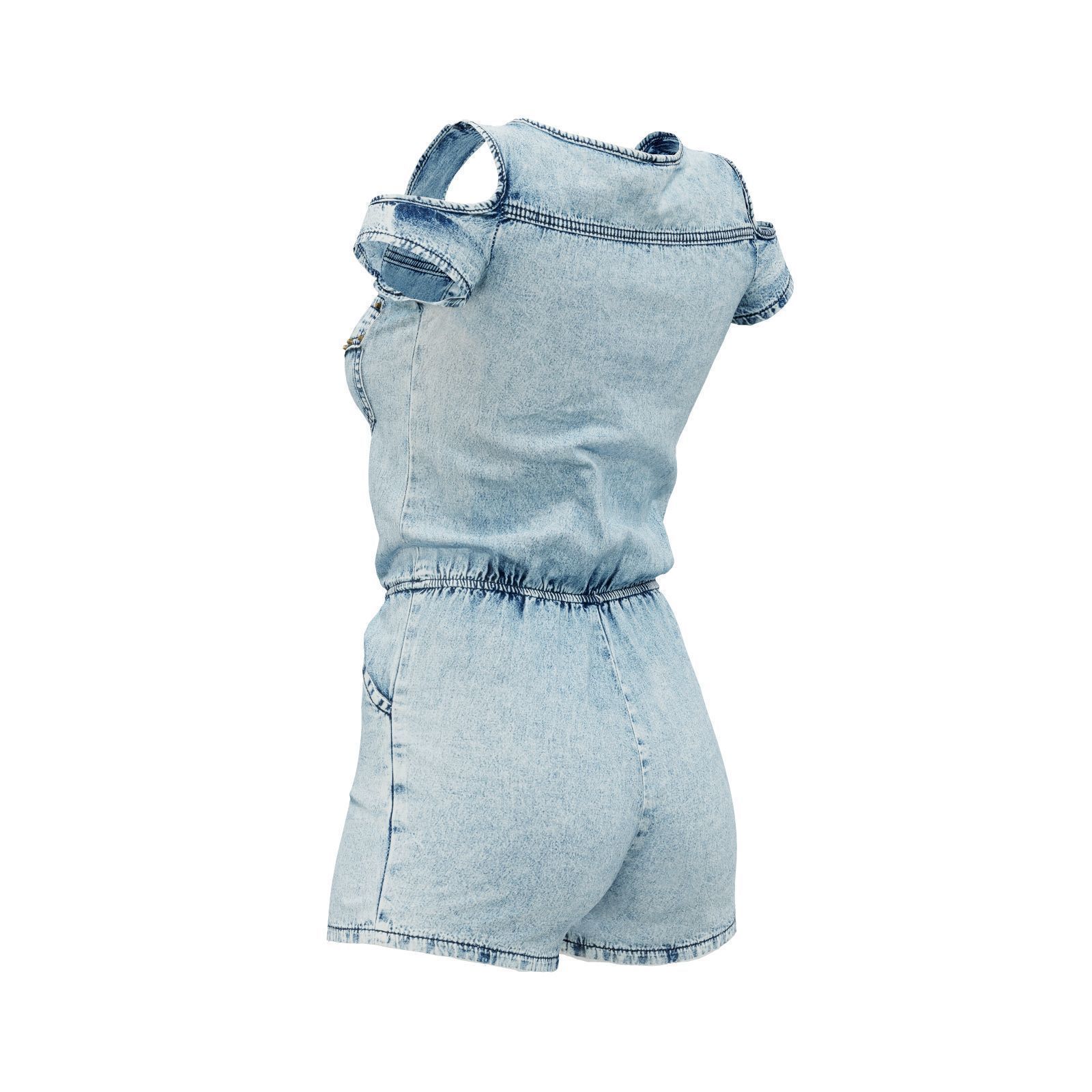Hollow Sleeves Jeans Romper 3D model_3