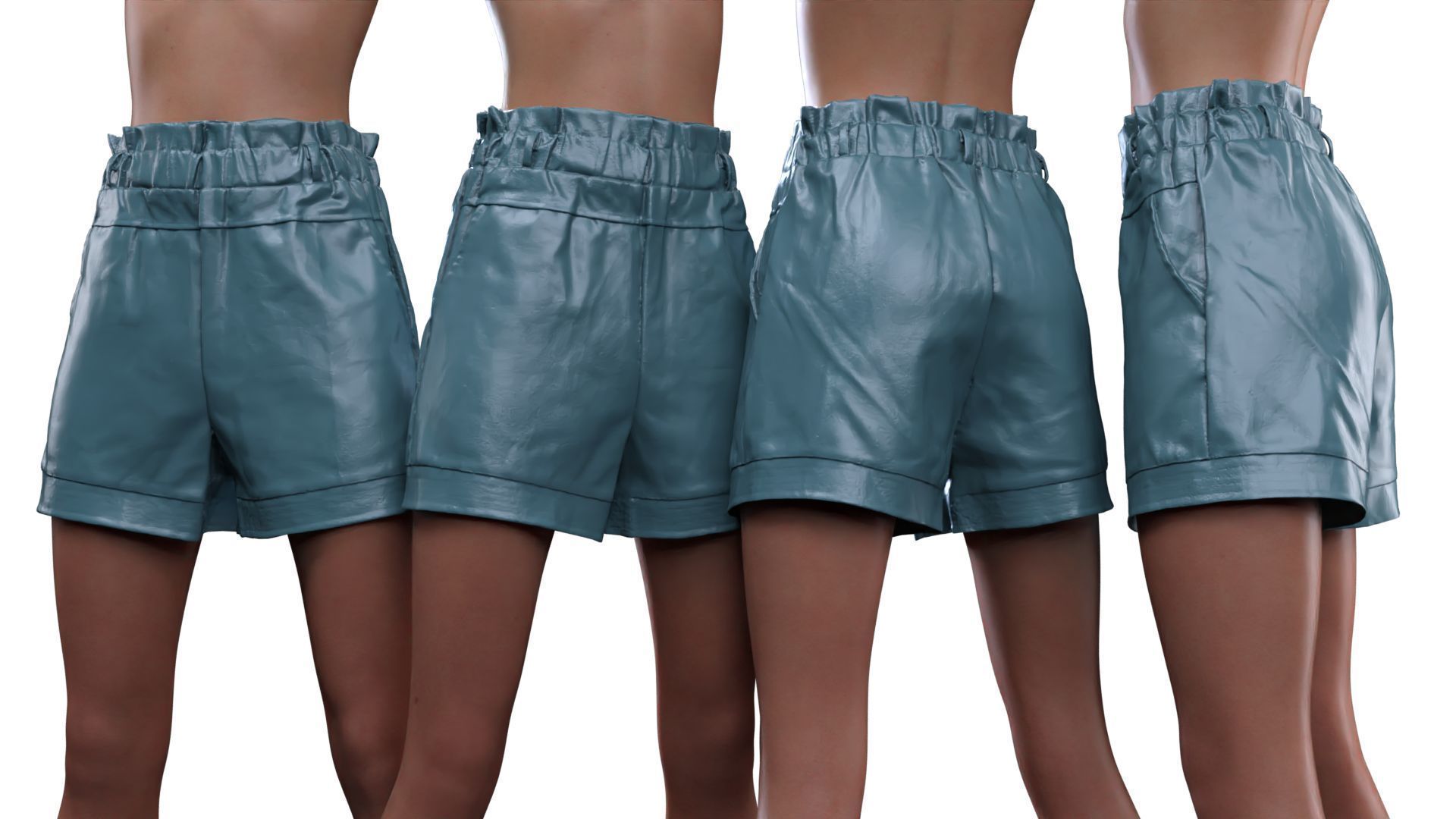 Highwaist Elastic Shorts 3D model_1