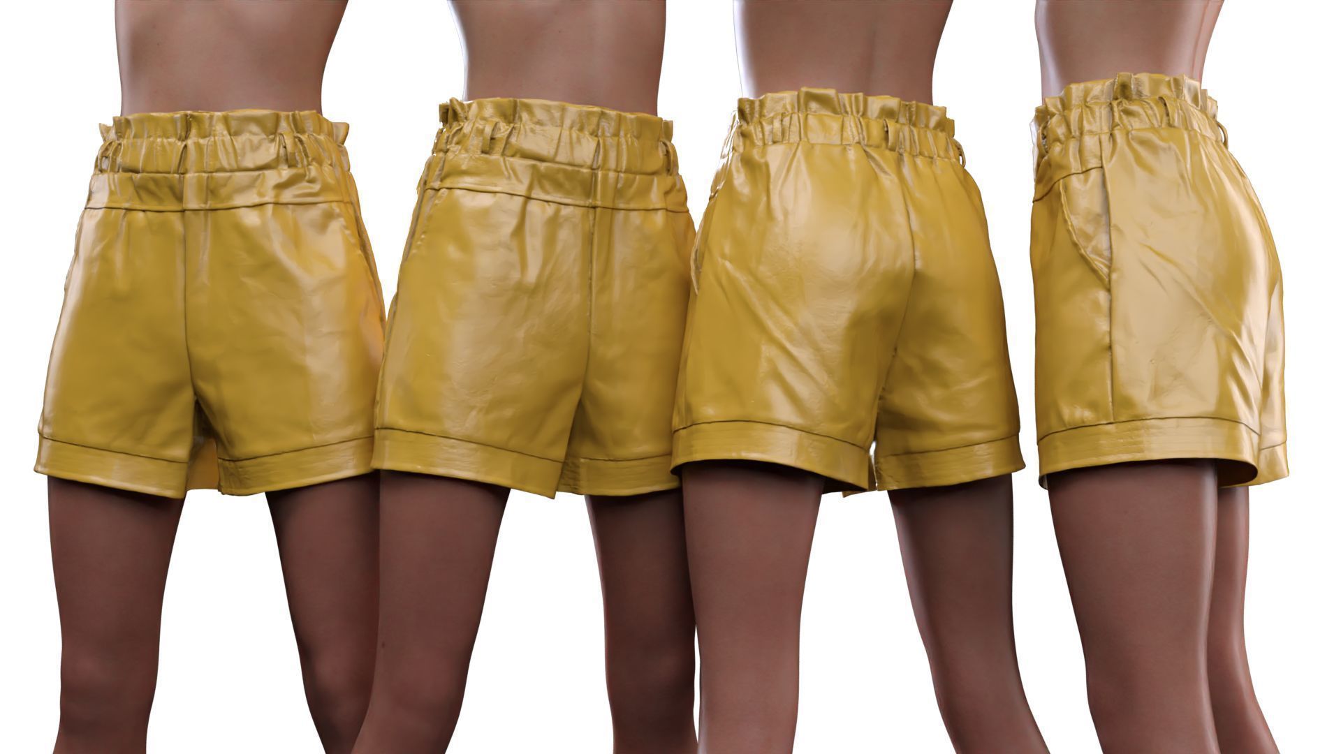 Highwaist Elastic Shorts 3D model_15