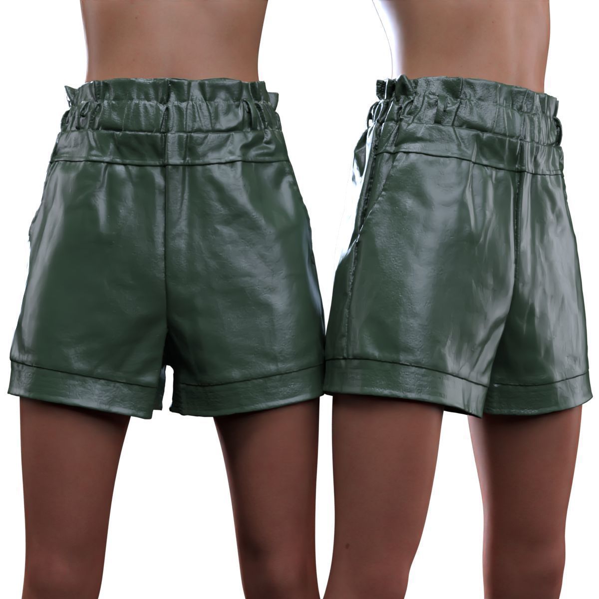 Highwaist Elastic Shorts 3D model_14