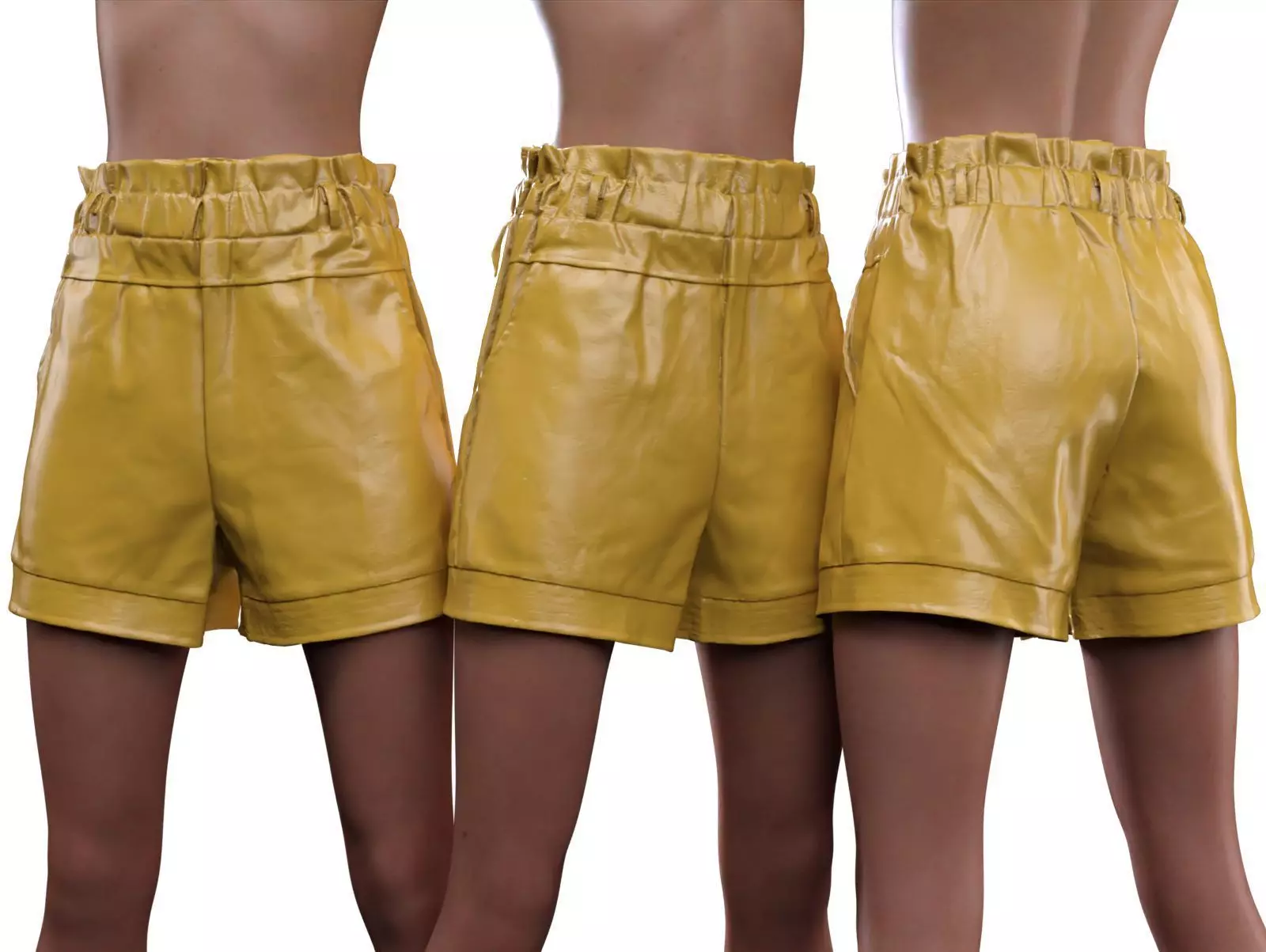 Highwaist Elastic Shorts 3D model_0