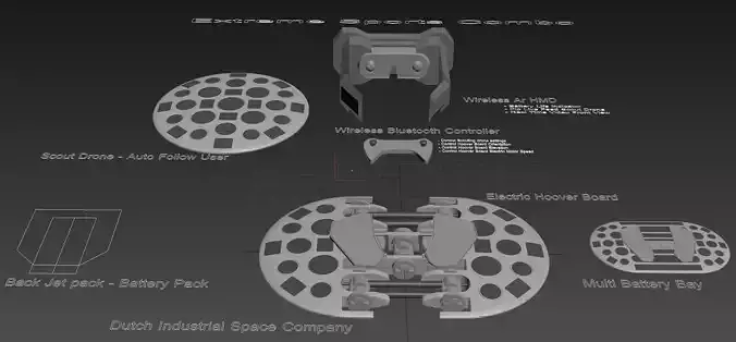 Electric Hoover Board - Concept 3D model