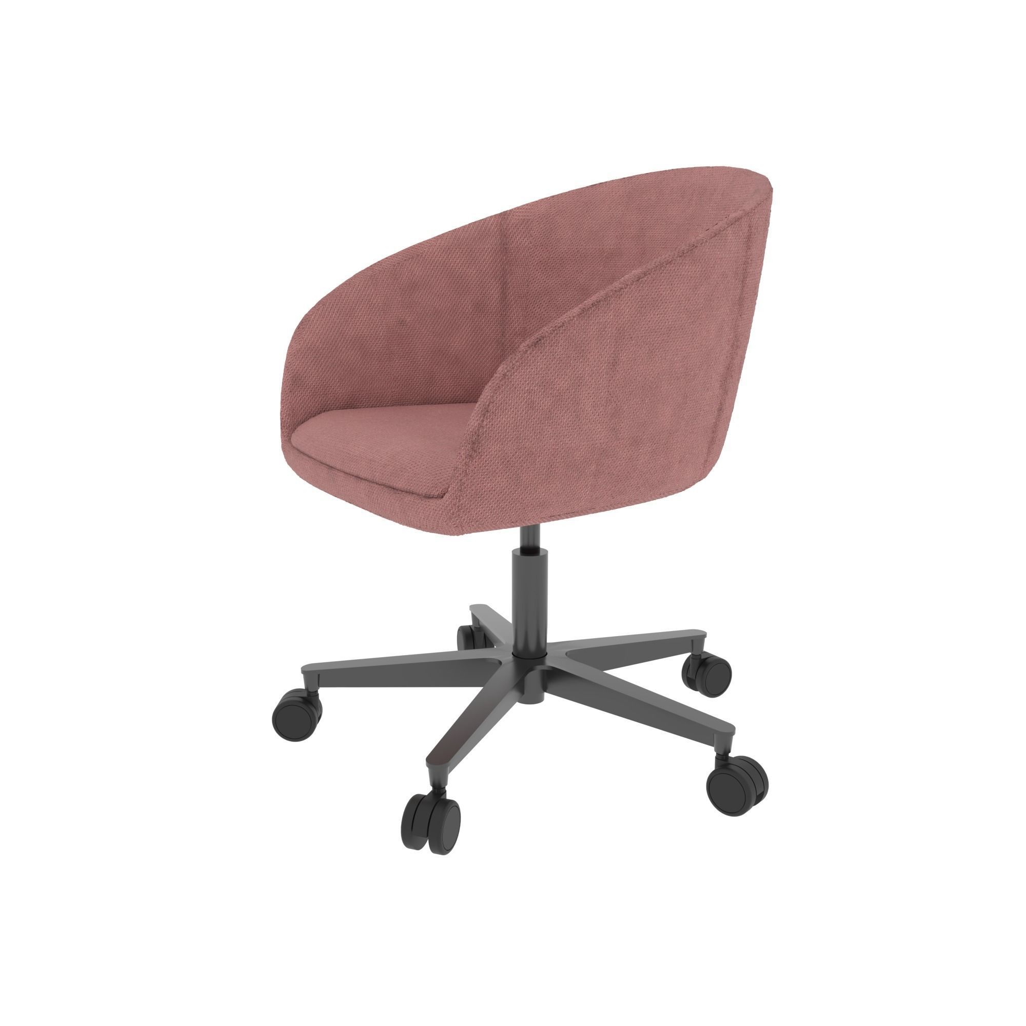 Armchair office chair with upholstered seat and castor wheels 3D model_2