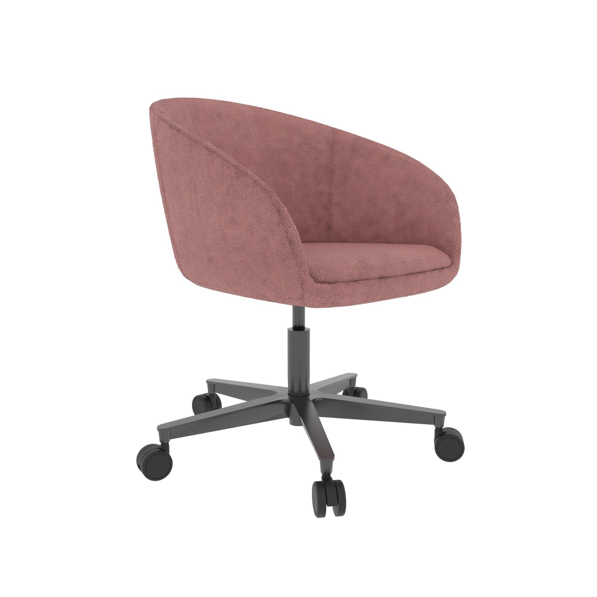 Armchair office chair with upholstered seat and castor wheels 3D model_1
