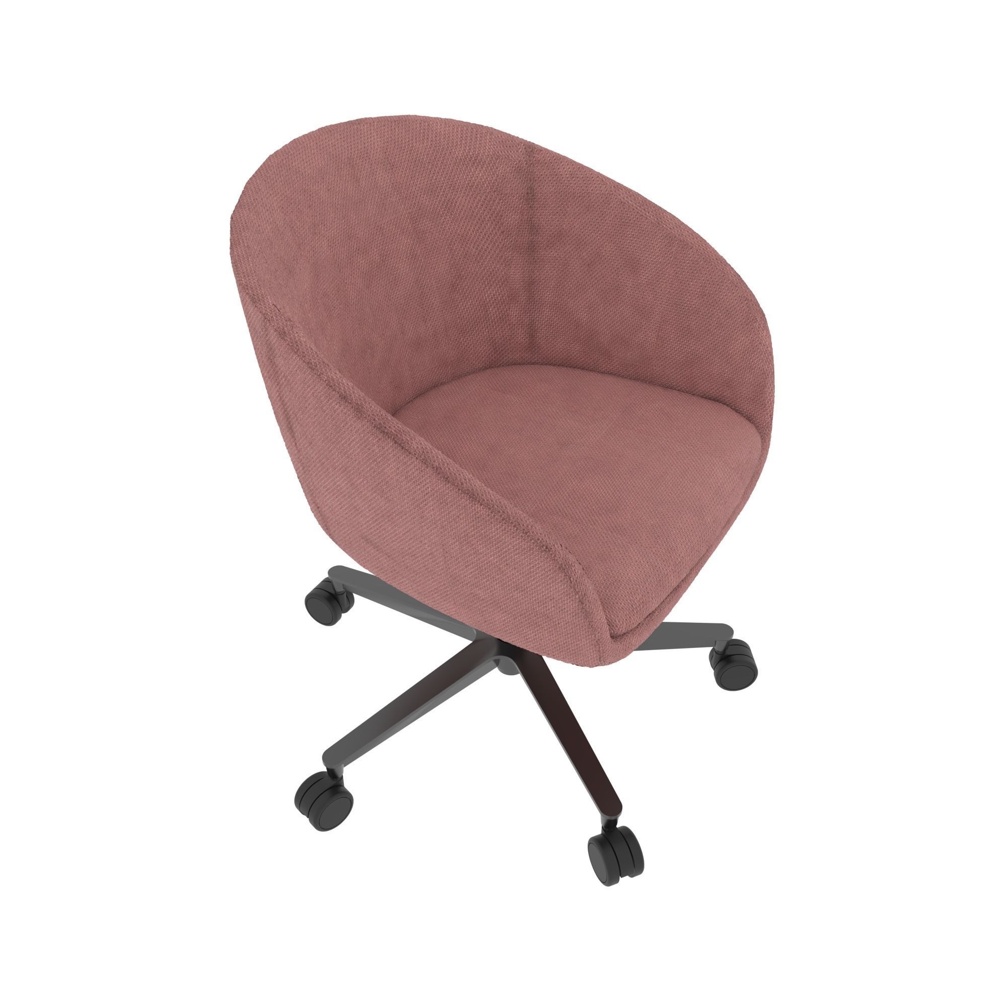 Armchair office chair with upholstered seat and castor wheels 3D model_5