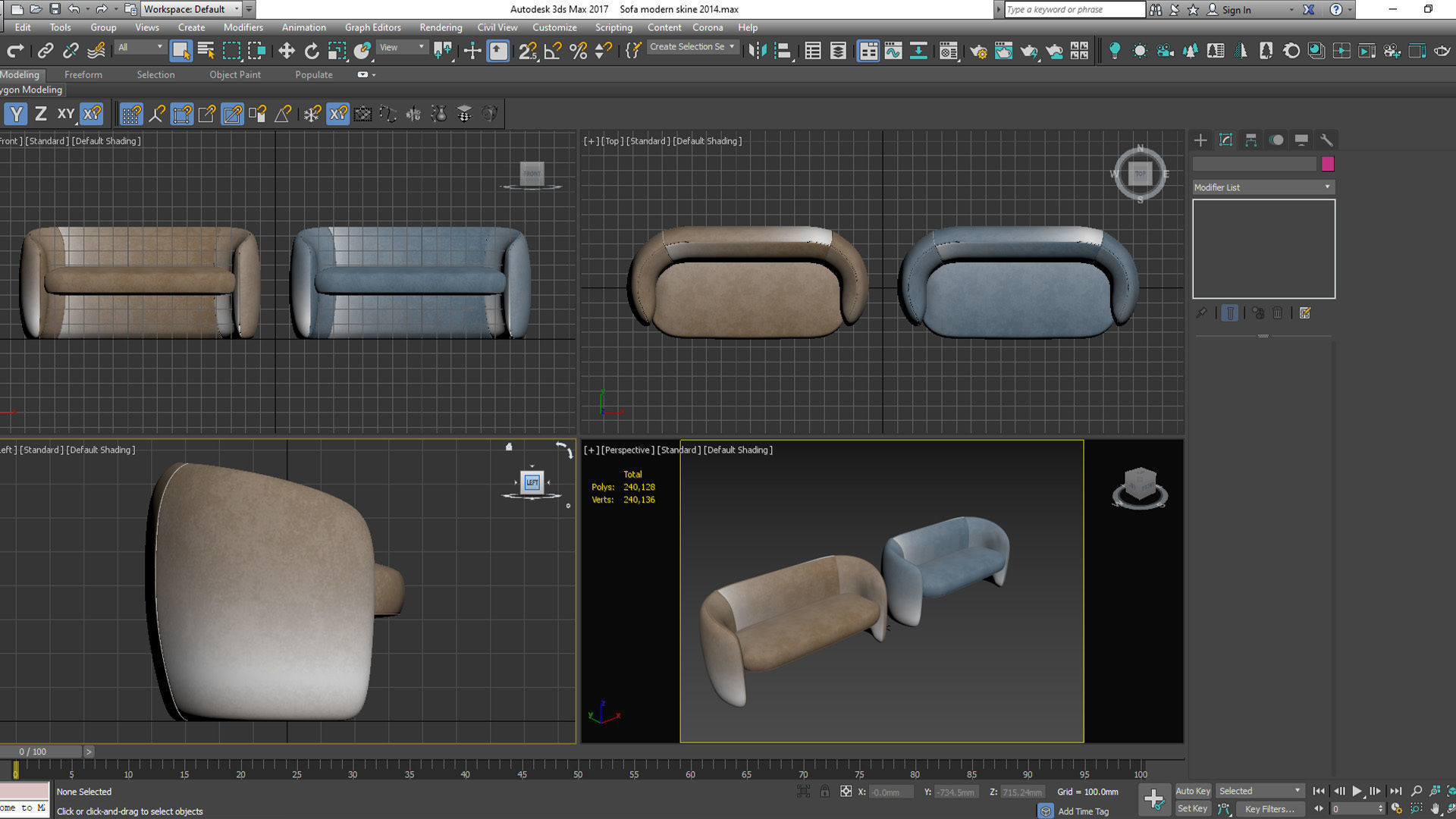 Sofa modern 2014 Low-poly 3D model_5