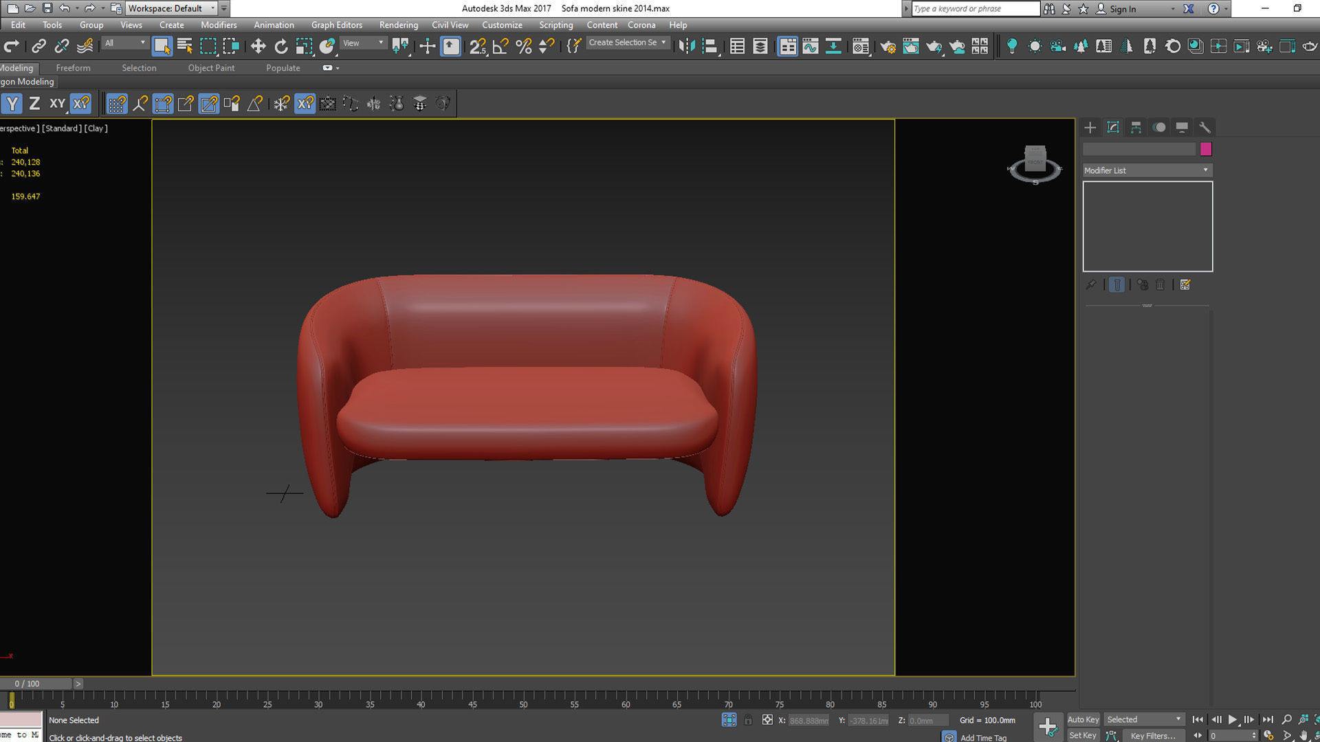 Sofa modern 2014 Low-poly 3D model_1