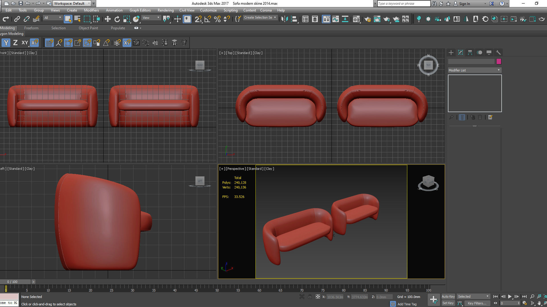 Sofa modern 2014 Low-poly 3D model_6
