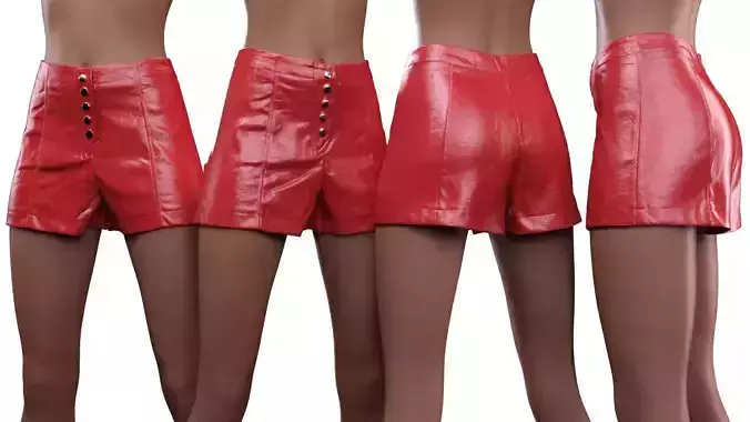 Leather Buttons Shorts 3D model