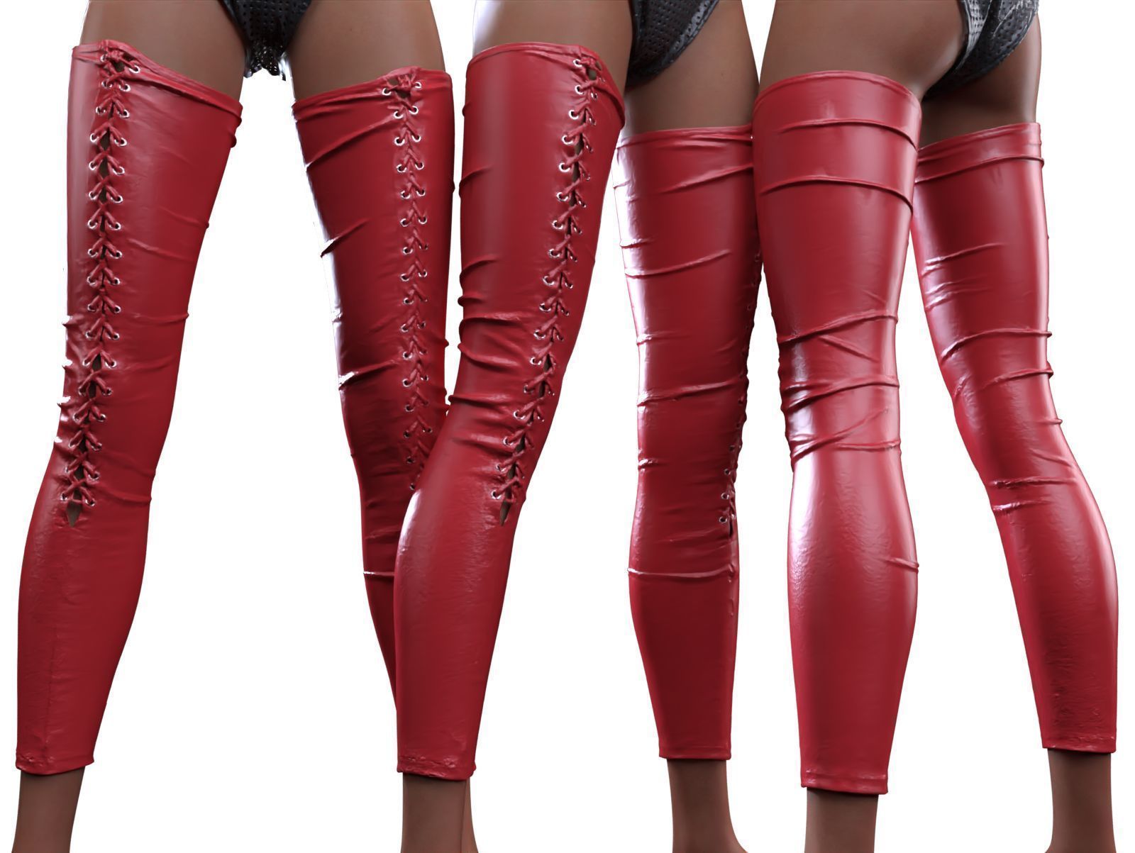 Laced Partial Leggings 3D model_1