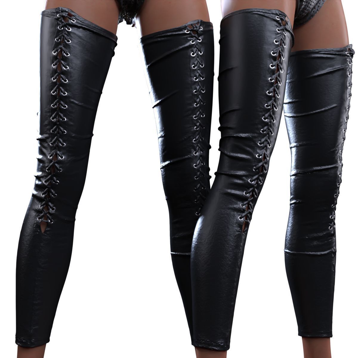 Laced Partial Leggings 3D model_13