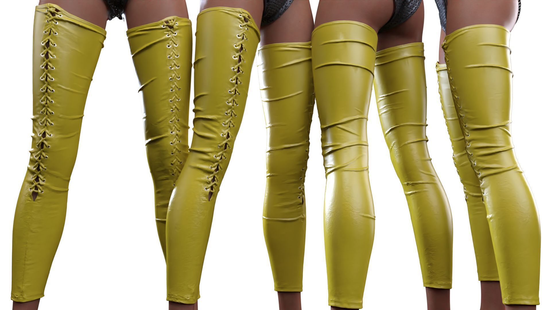 Laced Partial Leggings 3D model_16