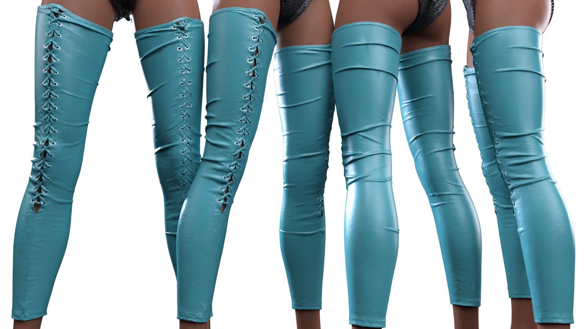 Laced Partial Leggings 3D model_17
