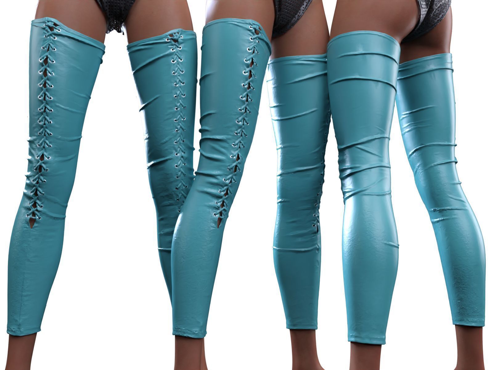 Laced Partial Leggings 3D model_11