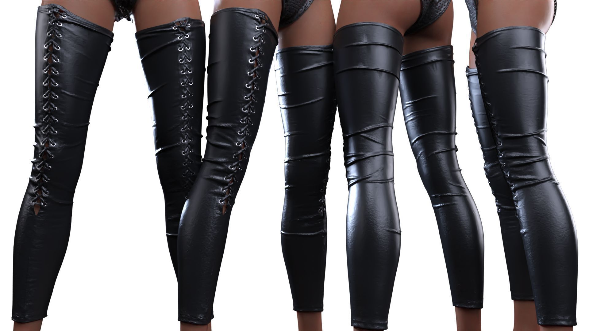 Laced Partial Leggings 3D model_15