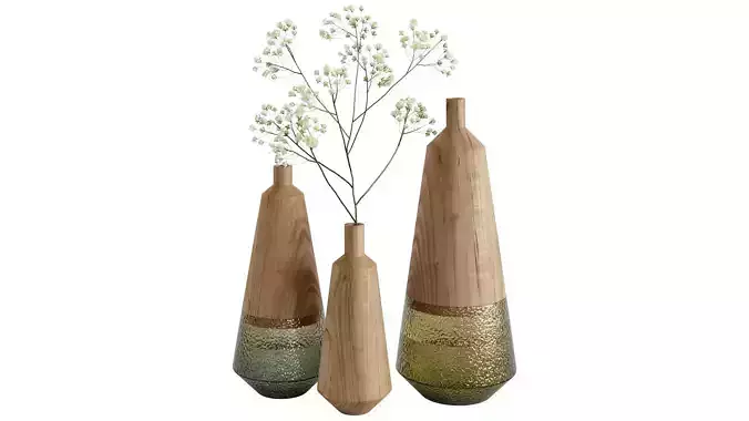 Secos E Molhados Vases Wood And Glass Modell 02